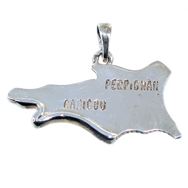 Pendentif Argent Carte Pyrénées Orientales 