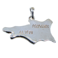 Pendentif Argent Carte Pyrénées Orientales 