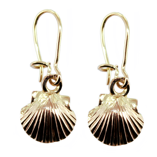 Boucles d'oreilles Or Jaune pendantes Coquille Saint Jacques - Taille 1 simple 