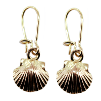 Boucles d'oreilles Or Jaune pendantes Coquille Saint Jacques - Taille 1 simple 