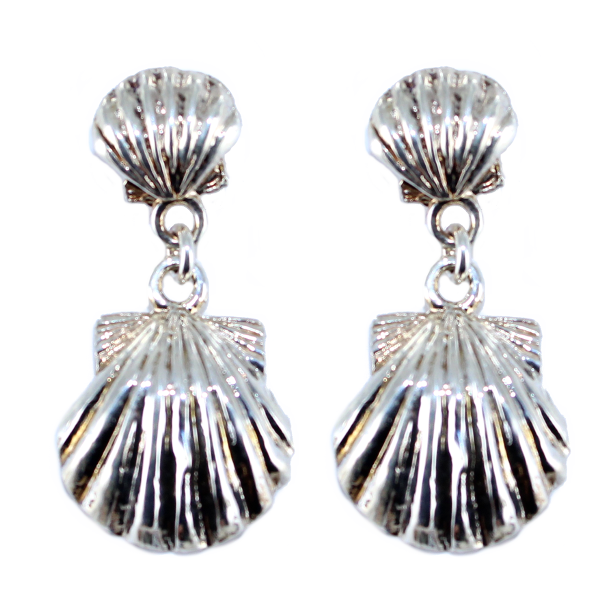 Boucles d'oreilles Argent pendantes Coquilles Saint Jacques - Taille 2 