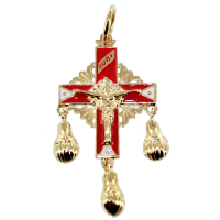 Pendentif Or Jaune Croix d'Auvergne émaillée 