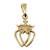 Pendentif Or Jaune Coeur Vendéen avec couronne 