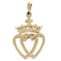 Pendentif Or Jaune Coeur Vendéen avec couronne ajourée - Taille 2 
