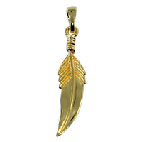 Pendentif Or Jaune Plume d'Indien 