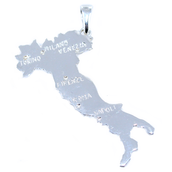 Pendentif Argent Carte Italie - Taille 2 