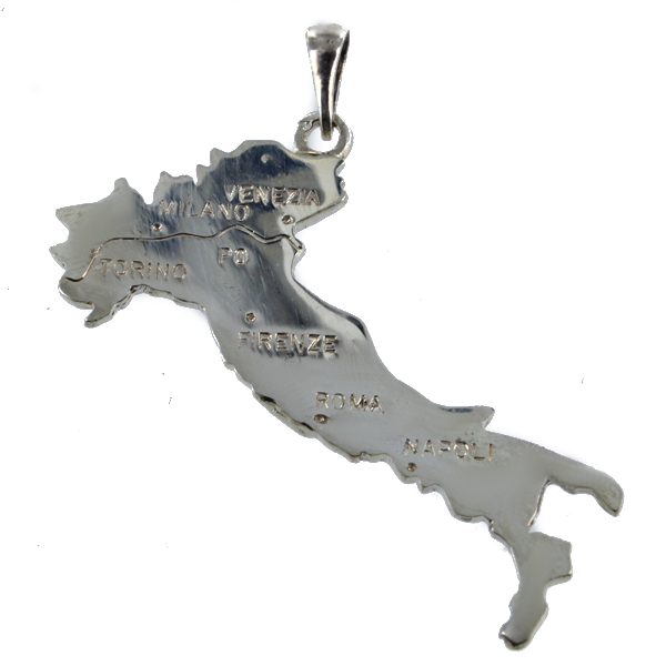 Pendentif Argent Carte Italie - Taille 3 