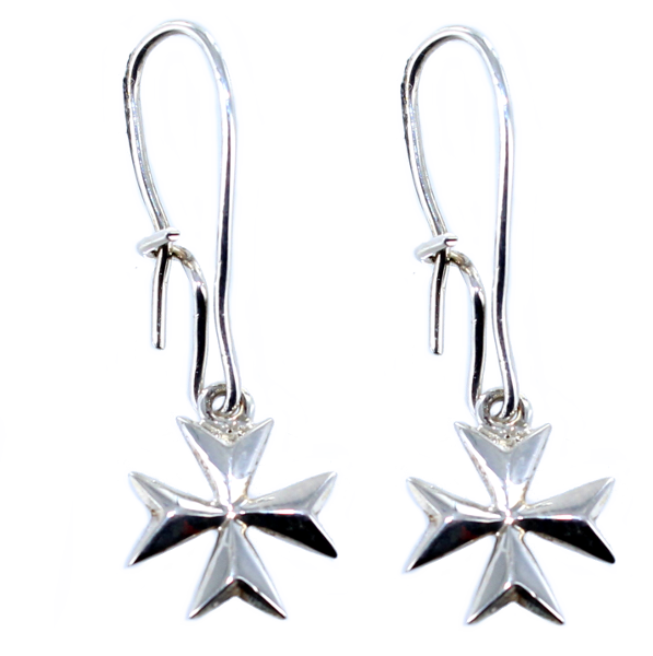 Boucles d'oreilles Argent pendantes Croix de Malte volume 