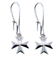 Boucles d'oreilles Argent pendantes Croix de Malte volume 