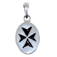 Médaille Croix de Malte émaillée noire Argent 