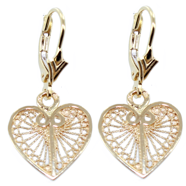 Boucles d'oreilles Or Jaune Coeur filigrane 