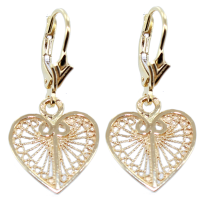 Boucles d'oreilles Or Jaune Coeur filigrane 