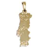 Pendentif Or Jaune Carte du Portugal - Taille 2 