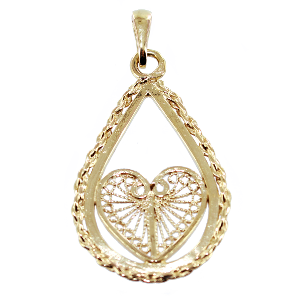 Pendentif Or Jaune Coeur filigrane 