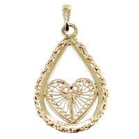 Pendentif Or Jaune Coeur filigrane 