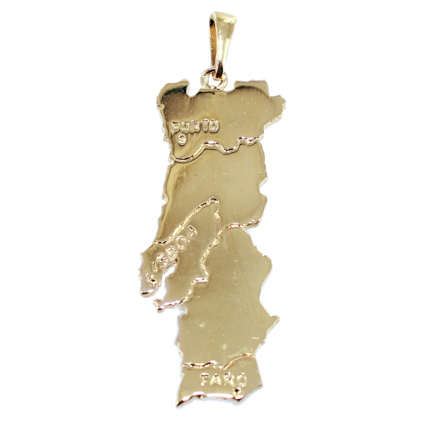 Pendentif Or Jaune Carte du Portugal - Taille 4 