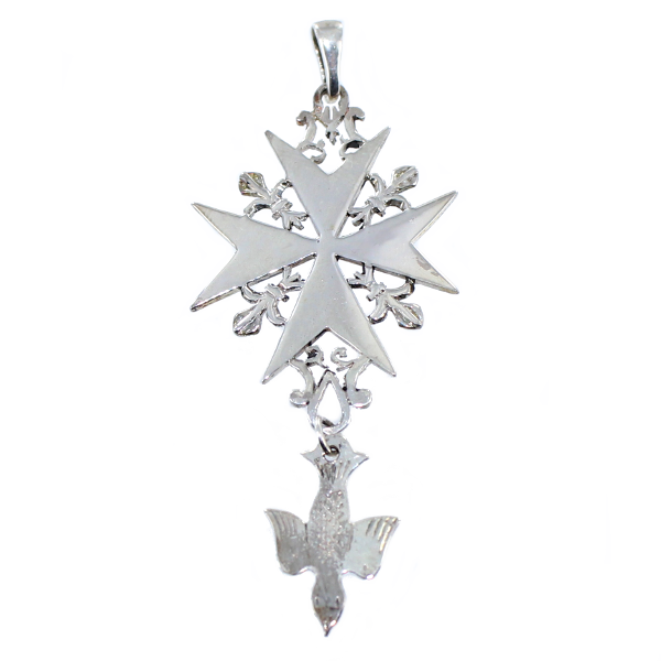 Croix huguenote Fleur de lys - Taille 3 Argent 