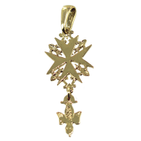 Croix huguenote Fleur de Lys - Taille 1 Or Jaune