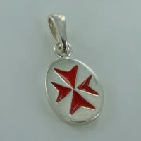 Médaille Croix de Malte émaillée rouge - Image 2