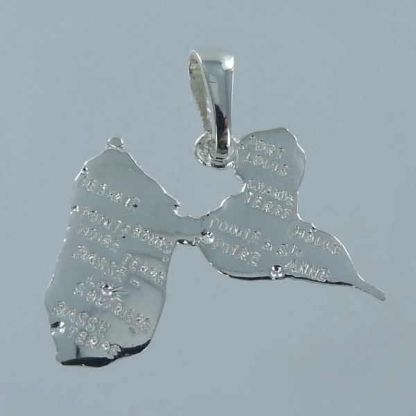 Pendentif Argent Carte Guadeloupe - Taille 1 