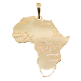 Pendentif Or Jaune Carte de l'Afrique - Taille 3 