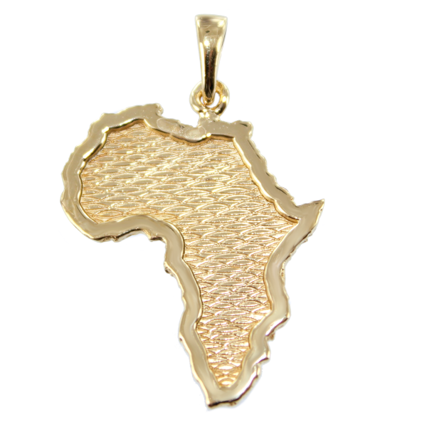Pendentif Plaqué Or Carte de l'Afrique décorée avec contour