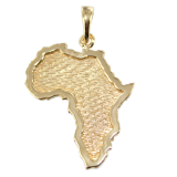 Pendentif Plaqué Or Carte de l'Afrique décorée avec contour 