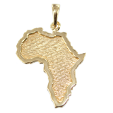 Pendentif Plaqué Or Carte de l'Afrique décorée avec contour 