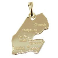 Pendentif Or Jaune Carte de Djibouti 