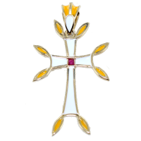 Croix Or Jaune  arménienne Matenadaran avec Rubis 