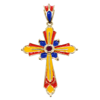 Croix Or Jaune  arménienne Drapeau arménien avec Rubis 