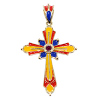 Croix arménienne Drapeau arménien avec Rubis Or Jaune 