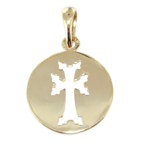 Médaille Or Jaune Croix Arménienne ajourée 