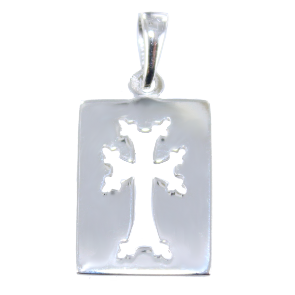 Pendentif Argent Plaque Croix arménienne ajourée 