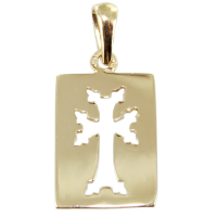 Pendentif Or Jaune Plaque Croix arménienne ajourée