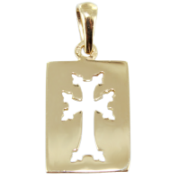 Pendentif Or Jaune Plaque Croix arménienne ajourée 