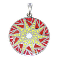 Pendentif Argent Mandala moderne de couleur 
