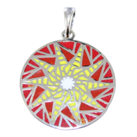 Pendentif Argent Mandala moderne de couleur 