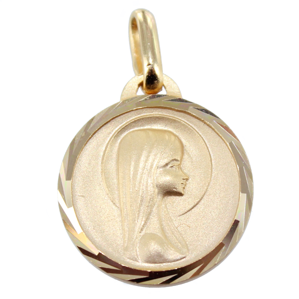 Médaille Plaqué Or Sainte Vierge Enfant ronde 