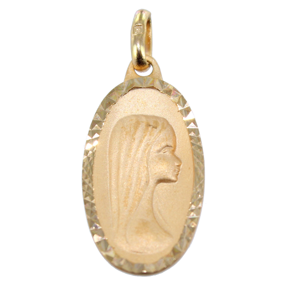 Médaille Plaqué Or Sainte Vierge Enfant ovale 