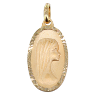 Médaille Plaqué Or Sainte Vierge Enfant ovale