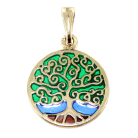 Pendentif Or Jaune Arbre de vie de couleur - Taille 1 