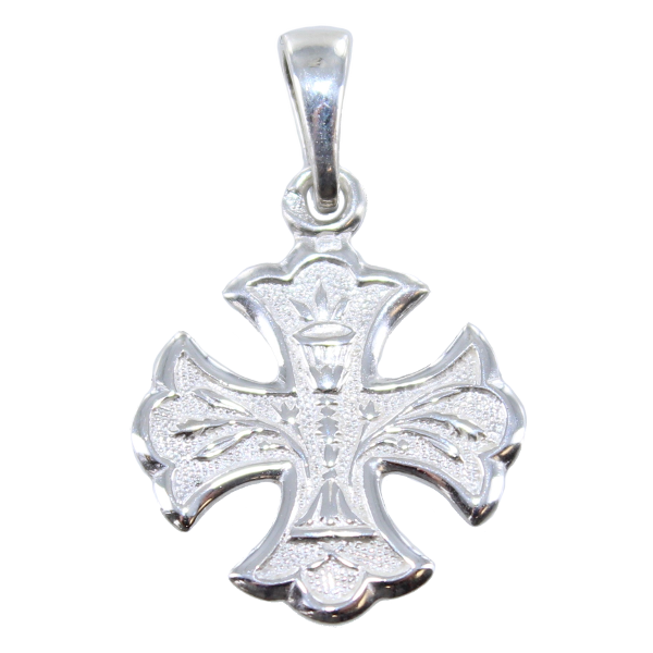 Croix catholique palme - Taille 1 Argent 