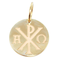 Médaille Or Jaune Monogramme Christ - Creusé