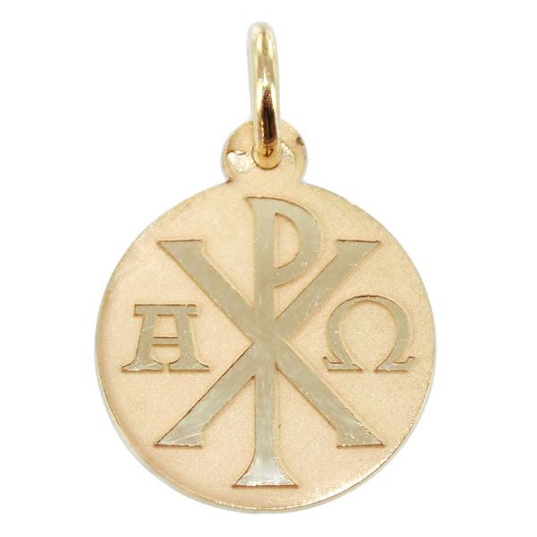 Médaille Or Jaune Monogramme Christ - Relief