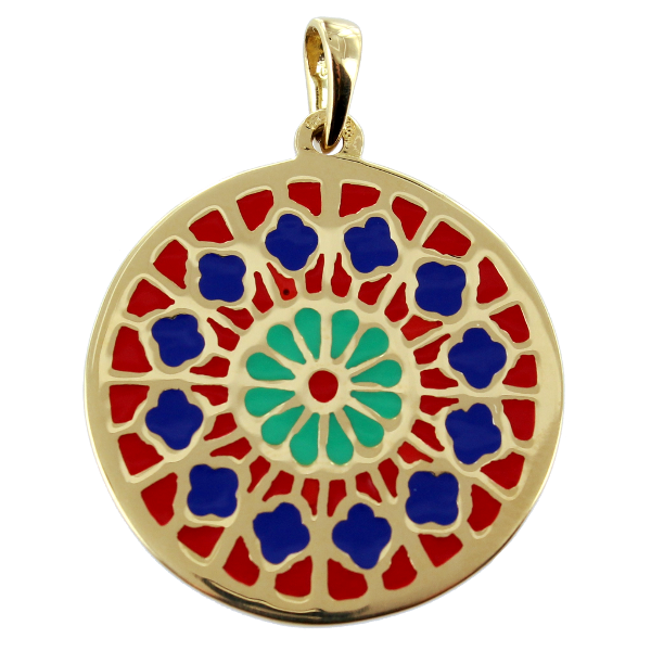 Médaille Vitrail Rosace fleur 26mm - laque opaque - Image 2 