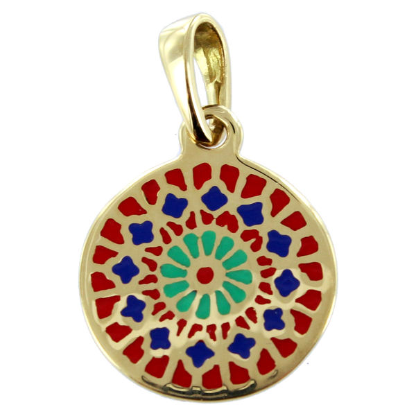 Pendentif Vitrail rosace fleur 14mm - laque opaque - Image 2 