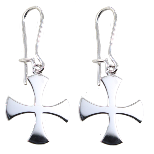 Boucles d'oreilles Argent Croix Palme épurée 