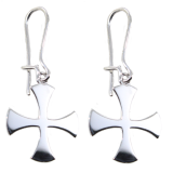 Boucles d'oreilles Argent Croix Palme épurée 