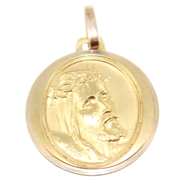 Médaille Christ Couronne Or 18 K Jaune 
